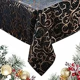 Lecwoll Tovaglia Antimacchia Quadrata Proteggi Tavolo Arredo Casa Interno Esterno Giardino Cucina Compleanno Copritavolo Pranzo (140 x 180 cm, Oro blu)