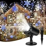 Proiettore Luci Natale, Proiettore di Natale Per Esterno LED, Proiettore Fiocchi di Neve da Impermeabile IP65, Lampada Proiettori Natalizi Interno per Decorazioni Natale, Festa, Giardino Prato