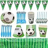 Ksopsdey 84 Pcs Calcio Festa Compleanno Festa a Tema，Calcio Stoviglie Per Feste Compleanno Decorazioni, Decorazioni Per Feste Di Compleanno.Striscione Per Feste Di Compleanno a Tema Calcistico