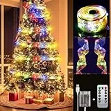 Lecone 2Pezzi Stringa Fata Luci Led,12M(2 * 6M) 120 Led Luci Natale Fata Filo di Rame Luci,Luci del nastro di Natale Illuminazione Balcone per Decorazioni Albero di Natale Feste Matrimoni Vacanze