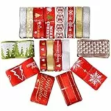 32m (larghezza 1-2.5cm) (1.8m/Pezzo) Nastro Natalizio Nastri Natale 18 pezzi Nastrini Decorativo Decorazioni per Festa Regalo Scatole Bomboniere Fiocchi Fai da Te