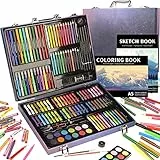 Set per disegno, KINSPORY 150 pezzi pittura valigetta per bambini, kit disegno acquarellabili bambini, Scatola di carta ecologica