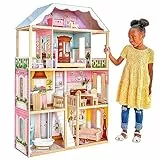 KidKraft Casa delle Bambole in Legno Charlotte con Accessori e Mobili inclusi, Casa a 4 Livelli di Gioco con Balcone per Bambole 30cm, Giocattolo per Bambini 3+ Anni, 65956
