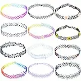 ZWOOS Collane Elastiche Girocollo Tatoo, 12 Pezzi Collane Strette al Collo Elegant per Ragazze, Bambina, Donna
