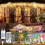 Petiyark Tenda Luminosa Esterna Multicolore, 10M 400LED Tenda Luci Natale Esterno Con Funzione Timer IP44 impermeabile, Prolungabile Luci a Cascata, Luci LED Decorative per Giardino, Natale