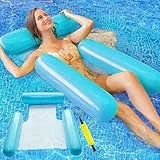 Ambolio Letto Galleggiante Amaca Galleggiante Gonfiabile 4 in 1 Amaca Piscina Gonfiabili Galleggiante Sdraio per Giochi Estivi Piscina e Beach Party per Adulti e Bambini (Blu)