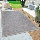 Paco Home Tappeto per Esterno da Balcone Terrazza Tappeto Cucina Bordature Moderno Beige, Dimensione:160x220 cm