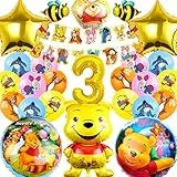 Kit Palloncini 3 Anni, Poo Decorazione Party Set, Lattice Palloncino Deco, 27PCS Palloncini Decorazioni Compleanno, Festa Palloncini di Alluminio Tema Addobbi Compleanno