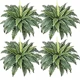 SOMYTING Boston - 4 piante artificiali per esterni, 58 cm, grandi felci, piante false, resistenti ai raggi UV, in plastica, decorazione per piscina all'aperto, giardino, porta