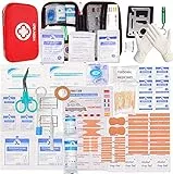 HONYAO Kit di Pronto Soccorso, 200 Pezzi Scatola di Emergenza per Primo Intervento, Kit di Primo Soccorso per Casa Auto Barca Moto Roulotte Trekking e Campeggio