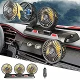 12V mini Ventilatore Elettrico,Ventilatore per Auto,Rotazione a 360°Ventola Veicolo per SUV,Portatile Ventilatore da Auto con 2 Velocità,per SUV,Camper,Camion(Tre Teste)