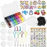 Perline da Stirare 5mm, 7300 PCS 24 Colori Perline a Fusione Set, per DIY Tempo Libero Creativo Perline Fusibili Accessori Artigianali Fai Set Gioco Creativo Natalizio Fai da Te per Bambini