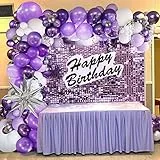 Arco Palloncini Viola Bianco, 133 Pezzi Palloncini in Lattice Bianco Porpora Kit Decorazione Festa di Compleanno con Palloncini Viola Argento per Compleanno Ragazze Donne, Matrimonio, Anniversario