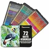 Zenacolor 72 Matite acquerellabili Pennello e Astuccio per Disegno in Metallo Scatola di Matite Colorate - Solubili, Unici e Vari, colori per adulti e bambini