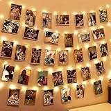 Luci Per Foto, 5M 50LED 30 Cristallo Foto Clips Lucine LED Decorazioni per Camere, Catene Luminose Stringa Luci LED Batteria 2 Modalità Per Matrimonio Compleanno Festa Natale Halloween, Bianca Caldo