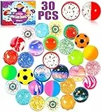 ENCOUN 30Pezzi Palline Rimbalzanti, 32mm Palline Rimbalzanti per Bambini, Palline di Gomma Rimbalzanti, Feste e Riempitivi per Calze, Palline Rimbalzine Bambini per Feste Premi Regali, Colore Casuale