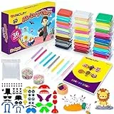 SUNCLAY Argilla da Modellare - 36 Colori Pasta Modellabile Autoindurente con 80 Pagine di Tutorial 13 Plastilina Accessori Regalo Giochi per Bambini Ragazzo Ragazza 3 4 5 6 7 8 9-12 Anni