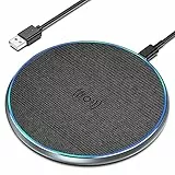 Caricatore Wireless, 15W Caricabatterie Wireless, Caricatore Senza Fili per iPhone 15/14 Pro Max/14/13/12/11/X/XS, Samsung Galaxy S22/S21/S10 Note 20, Xiaomi, AirPods/Galaxy Buds -Grigio Scuro