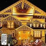 GHUSTAR Luci di Natale Esterno Cascata - 10M 400 LED Luci Natalizie da Esterno Telecomando 8 modalità Tenda Luminosa Catena Luminarie Esterne Illuminazione Decorazioni per Giardino Finestra Balcone