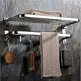 XIAJIA-Mensola da parete portasciugamani in acciaio inox lucido . Scaffale porta asciugamani con barre, stile hotel.60 * 24 * 19.5 Cm