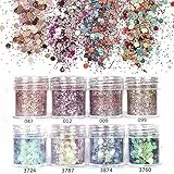 Chunky Glitter Brillantini Polvere Decorazioni Make Up Unghie Corpo Occhi Viso per Festival Masquerade Halloween Party Natale Ball - 8 Colori