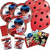 procos/spielum Set da 50 pezzi – Miraculous Ladybug piatto tazza tovaglioli + cannucce palloncini per 8 bambini