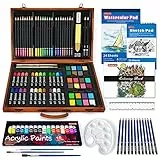 Set d’arte di luxe, Shuttle Art Kit d’arte con penne acriliche da disegno pastelli a olio acquoso pannelli di colore filigrana libri di colore acquoso Pad da disegno per bambini adulti