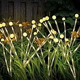 T-SUN 2 Pezzi Aggiornate Luci Solari Firefly, 10 LED Luci Solari Esterno, Luci Solari da Giardino, Luce del percorso Solare, Luci Solari per Esterni Giardino Prato Percorso (Bianco Caldo)