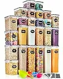 GoMaihe Contenitori Alimentari per Cereali Set 25 Pezzi, Ermetici, Plastica con Coperchio per Alimenti, Utilizzato per la Conservazione di Cereali, Muesli, Farina