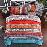 WONGS BEDDING Set di biancheria da letto floreale king size in stile bohemien per adulto, copripiumino boemo marocchino con 2 federe, copripiumino Mandala 220 cm * 230 cm