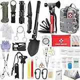 Kit Sopravvivenza 163 in 1,Kit di Emergenz Professionale,Torcia Elettrica per Campeggio Escursionismo Alpinismo Pesca,Festa del papàregalo