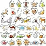 Set di 35 Formine per Biscotti, Gyvazla Acciaio Inox Animali Stampi, per Bambini DIY Decorazioni Dolci Pasta Zucchero