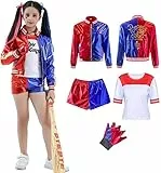 Amycute Costume Halloween Bambina, Carnevale Costume con Cappotto, T-shirt, Pantaloncini, Guanti, Vestito Halloween Cosplay Costume per Halloween Carnevale
