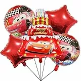 Palloncini Cars Lightning McQueen Set Decorazioni di Compleanno, Alluminio Palloncino in Pellicola per Auto,Cake Topper Per Ragazzo Bambino Auto Festa A Tema（A）