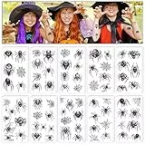 Qpout 20 fogli Tatuaggi temporanei di ragno di Halloween, tatuaggi di ragno per bambini adulti, tatuaggi di ragnatela di Halloween, tatuaggi di faccia di ragno di Halloween