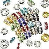 TOAOB 400 Pezzi Perline Distanziatori Strass 6mm 8mm Metallo Piatte Bead con Cristallo di Vetro Colorate per Fai da Te Braccialetti Bigiotteria Gioielli Collana Ciondoli