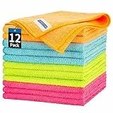 HOMERHYME 12 panni in microfibra per la pulizia multiuso, 32 x 32 cm, senza pelucchi, senza striature, per la pulizia della casa e della cucina.