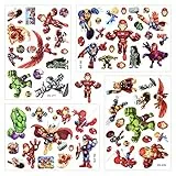 AOOWU Tatuaggi Temporanei Bambini, 4 Fogli Eroi Tatuaggi per Bambini Spider Tatuaggi Finti per Ragazze Ragazzi Impermeabili, Adesivi Tatuaggi Tatuaggio Tattoo Set Gadget Festa Compleanno