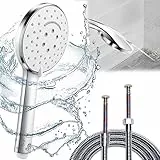 Soffione Doccia con Tubo 2M, ad Alta Pressione, con Potente Modalità getto, Telefono Shower Head con Spazzola Per la Pulizia, Grande, con 6 Modalità