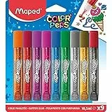 Maped Color'Peps - Tubi di colla glitterati per bambini, effetto brillantinato, facile da usare, con punta fine, 9 tubetti da 10,5 ml, colori assortiti