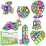 Desire Deluxe 94 PEZZI Costruzioni Magnetiche per Bambini Gioco Educativo e Creativo per Bimbi da 3 Anni Plastica ABS Alimentare Atossica 94 Blocchi Magnetici con Angoli Smussati Diverse Forme