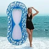 Materassino Amaca Galleggiante con Rete,Materasso Acqua per Piscina,Letto Singolo Gonfiabile ad Acqua,Materassino con Rete Lettino Gonfiabile.Poltrona Lounge ad Acqua(175 x 75 cm,Blu)