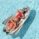 Neluxfe Materasso gonfiabile per piscina, 175 x 90 cm, materasso ad aria, con manico, per piscina, grande, per adulti, bambini, estate (Shark)