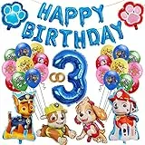 Gohytal Paw Dog Patrol Palloncini Set,Cartoon Foil Balloons per 3 Anni Decorazioni Compleanno,Decorazioni Compleanno Polizia per Cani con Happy Birthday per Feste Set di Compleanno per Bambini
