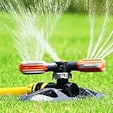 ALLILUYAA Irrigatori da Prato,Lawn Sprinkler Automatico Rotante a 360 °,3-Arm Acqua Irrigatore Irrigatore Giardino con Ampia Area con Design a Prova di perdite per Grandi Aree Prati,Cortile