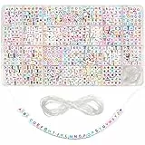 TOAOB 1300 pezzi Perline Lettere e Cuori Cubo Bead Foro Grandi 6 mm Acrilico Bianche con Colorate Alfabeto Perle per Bigiotteria Fai da Te Braccialetti Collane Phone Beads