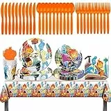 81PCS Tavola Di Compleanno Tema,Elemtal Forniture Per Feste, Elemtal Stoviglie Per Compleanno Feste Con Piatti, Tazze, Tovaglie e Tovaglioli, Elemtal Party Set Per Festa Di Compleanno