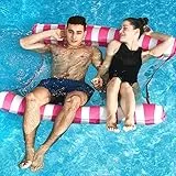 Fenicottero Amaca Piscina Galleggianti - 1-2 Persone Gonfiabili Zattere da Nuoto Galleggianti Tappetino Sedia a Sdraio Acqua Drifter Sella per Feste Galleggianti in Spiaggia per Adulti (Rosa Bianco)