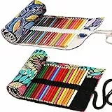 Astuccio in Tela Portamatite, Ouceanwin 2 Pezzi 36 Fori Arrotolabile Astuccio Per Matite Rotolo Avvolgere Tela Portamatite Custodia Disegno Matita Colorata Organizzatore per Artista, Scuola, Ufficio