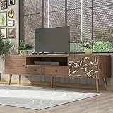 Moimhear Mobile TV vintage – 180 x 38 x 50,5 cm – 2 ante, 2 cassetti, ripiano – design rustico, piedi dorati – Lowboard con stampa.